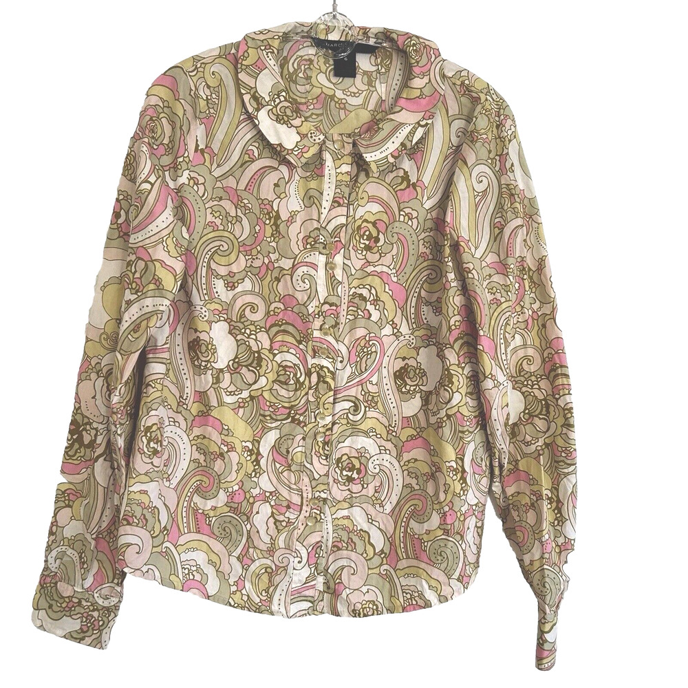 Marc Jacobs Women's Shirt Size 6 Pastel Mod Babydoll 100% Cotton Vtg Top Pearls